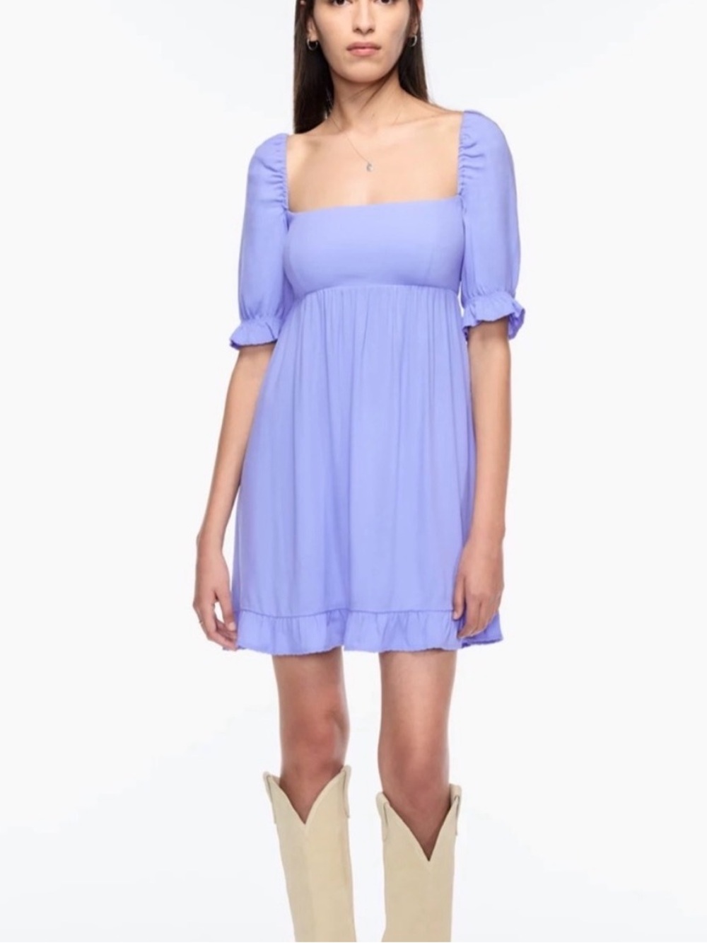 Aritzia Wilfred Lavender Puff-Sleeve Square-Neck Women’s Top